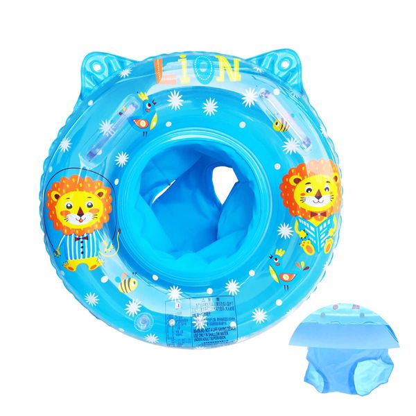 XQMMGO Baby Swimming Ring Float, Swimming Pool Bathing Accessories for Children, Toddlers and Infants, Inflatable Swimming Ring with Seat for Babies Aged 6-36 Months (Lion, Blue)