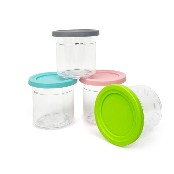 CUTIECLUB Dessert Tubs 4PCS Ice Cream Pints Containers and Lids for Ninja Creami, Ice Cream Storage Containers Compatible with NC301 NC300UK NC299AMZ Series Creami Ice Cream Makers