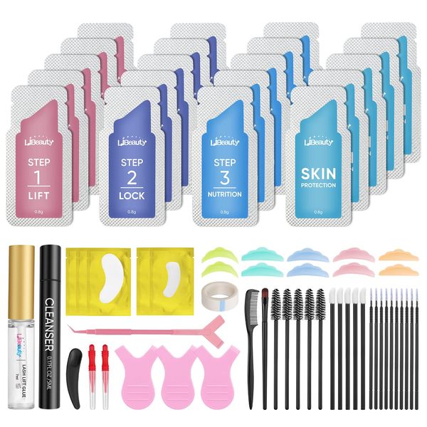 Libeauty Lash Lift and Brow Lamination 2 in 1 Kit, Eyelash Perm Sachet Disposable Professional Quality Quick Lash Lifting, Semi-Permanent Curling Perming - Updated Version