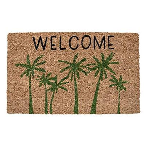 Palm Tree Welcome Mat Natural Coir Fiber Doormat Antislip Pvc Or Latex Mat Back