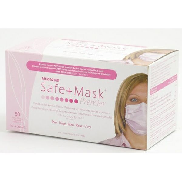 Limited quantity - 50 masks per box Medicom Safe Mask Premier Pink 50 masks (liquid protective surgical mask) (4897008632892) *Available while supplies last