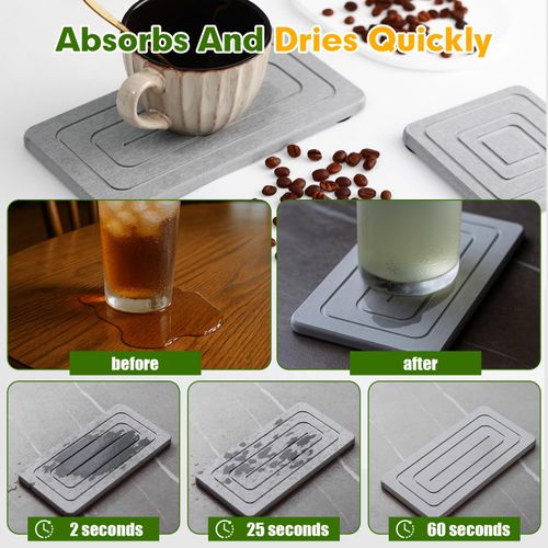 6 Pcs Water Absorbing Stone Tray for Sink, Fast Drying Diatomite Stone Sink Tray 6 Rectangle, Quick Dry Trays for Kitchen Bathroom Counter, Diatomite Drying Mat for Soap, Sponge, Cup, Dish
