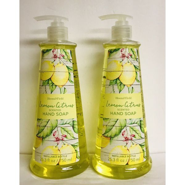 2 Bottles Lemon & Citrus Hydrating Hand Soap~ Refillable Bottle 25.3 fl oz Each