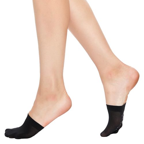 MANZI Invisible Socks Women Toe Socks Pop Ladies Socks Black No Show Socks with Silicone 6 Pairs(6 Black)