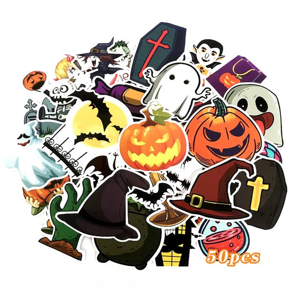 Yisscen 50 Stück Aufkleber Pack, Wasserdicht Vinyl Stickers, Halloween Kürbis Sticker, für Halloween Party Aufkleber Auto Graffiti Aufkleber Motorrad Wasserflasche DIY Party liefert Abziehbilder