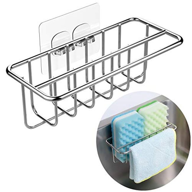 Sponge Holder For Sink Caddy, Kitchen Sink Sponges Holder With 2 In 1 Brush  Holder, Sus 304 Stainless Rust Proof Waterproof Sponge Caddy