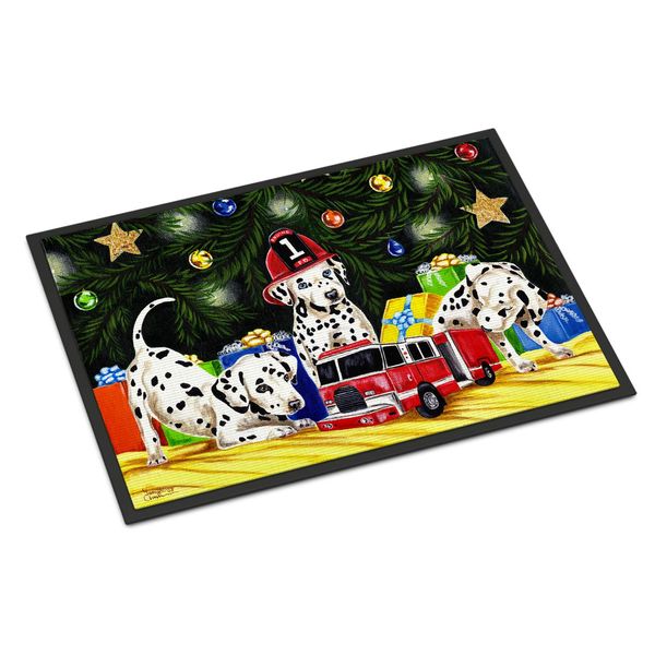 Caroline's Treasures AMB1316MAT Christmas Favorite Gift Dalmatian Doormat 18x27 Front Door Mat Indoor Outdoor Rugs for Entryway, Non Slip Washable Low Pile, 18H X 27W