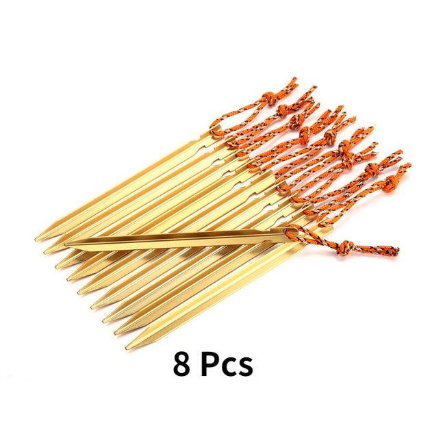 8Pcs/Pack Aluminument Tent Pegs Nail with Rope Camping Hiking