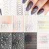 LANODO 8 Pcs Nail Stickers, Extra Fine Line, French Stickers, Gold, Nail Stickers, Silver, Nail Stickers, Line, Curve, Nail Art, Beautiful, Nail Stickers, DIY