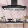 30in Wall Mount Range Hood 3-Speed Touch Control 350CFM Vented Black Easy Clean