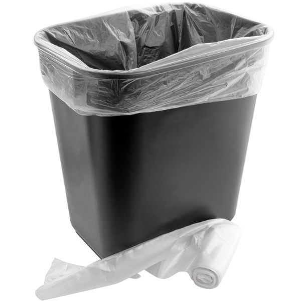 Space-Saving Trash Can and 100x 4 Gal. Leak-Proof Liners Set. Small Black Plastic Wastebasket and Clear Bags Great for Bathroom, Kitchen or Home Office. Garbage Bin Fits Under Most Desks & Cabinets