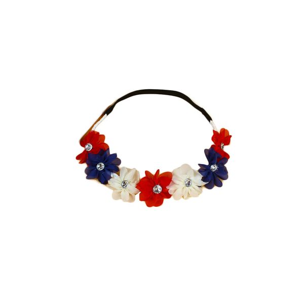 Patriotic Headband Flower Crown Floral Garland Flag Hair Wreath for Women Girls JHN21 (Floral Headband A)