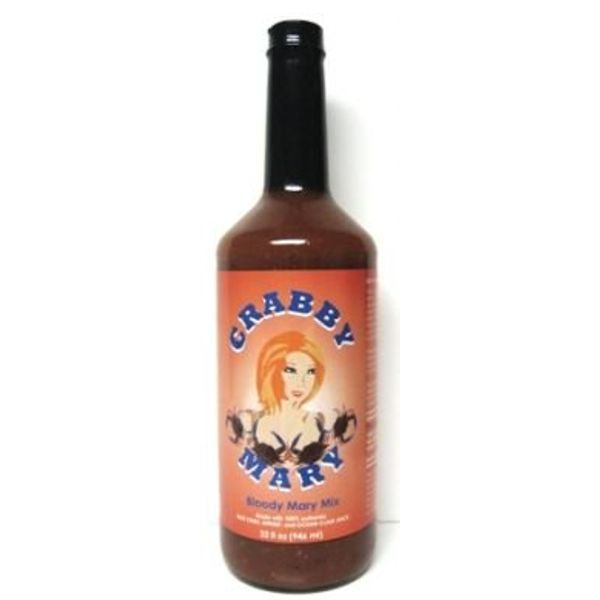 Crabby Mary Bloody Mary Mix Made with Blue Crab, Shrimp and Ocean Clam Juice - (2 Pack of 32 Fl. Oz. Bottles)