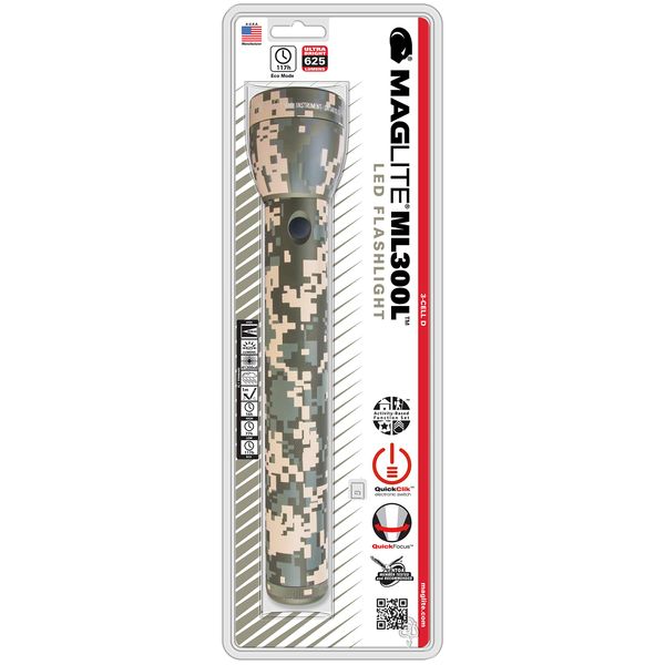 Maglite ML300L LED 3-Cell D Flashlight, Universal Camo Pattern