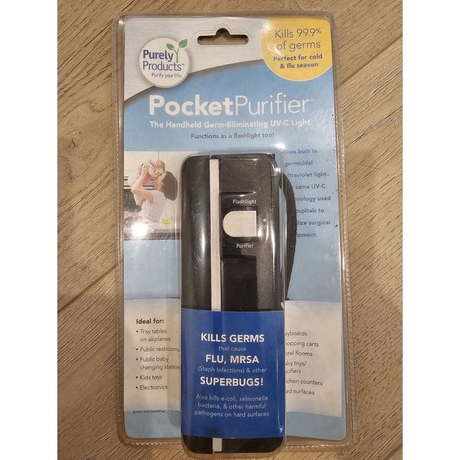 NEW Purely Pocket Purifier, Handheld Germ Eliminating (Kills 99.9%) UV-C Device