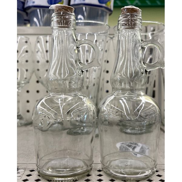 Lot of 2 Tableware Oil and Vinegar Cruet Glass Bottle Bottles Cruets 6 oz.