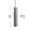 ElekTek Premium Bathroom Ceiling Light Pull Cord Switch and Chain Kit with Chain Extension Bundle - Chrome Square Bar