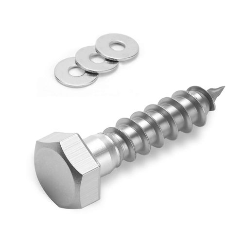 1/4×2-1/2'' (20 Pack) Hex Head Lag Screws Bolts with Washers, Heavy Duty Lag Screws, 304 Stainless Steel Bolts 18-8, Wood Screws, Partial Thread