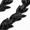 2-pcs 8-1/2" Sequin & Beaded Leaf Patch Applique Patch, FF-FF511 (Black)