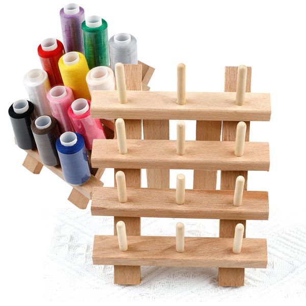 Joyeee 12 Spulen Spulenhalter, Holz faltbar Nähaufbewahrung, Organizer, Rack zum Nähen, Garn-Organizer, Stickerei, Quilten für Erwachsene, Grundlegende Frauen, Geburtstagsgeschenkideen