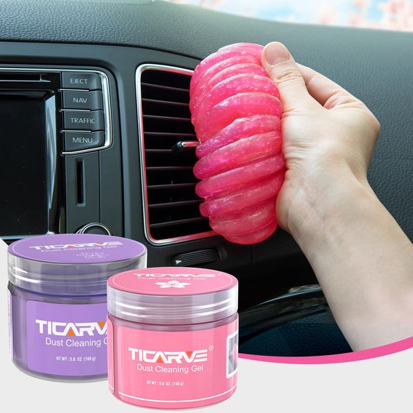 TICARVE 2 Pack Cleaning Gel Car Cleaning Putty Car Slime for Cleaning Car Detailing Gel Car Interior Cleaner Car Accessories Keyboard Cleaner Rose Purple