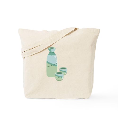 CafePress Sake Drink Set Tote Bag Reusable Natural Beige Canvas Shopping Bag