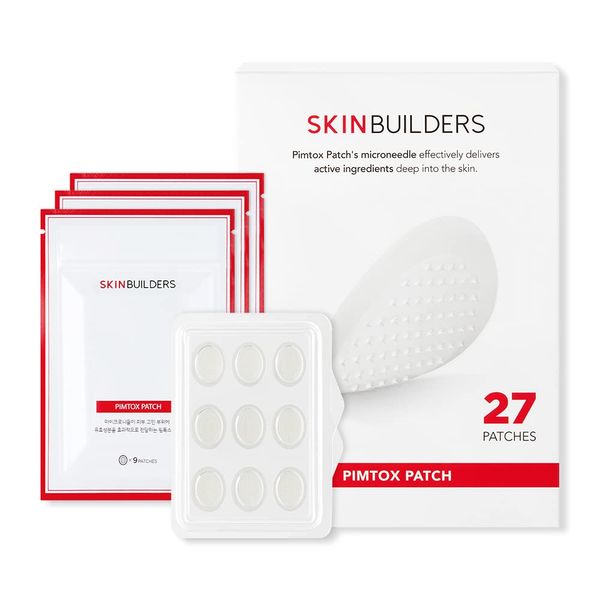 SKINBUILDERS Microdart Acne Patch, Pimple patch Microneedle, Acne Treatment Pimple, PimTox Acne Patches For Hormonal Acne And Blemishes, Zit Patches, Patented Microneedles 27EA, Micropoint Pimple Patch