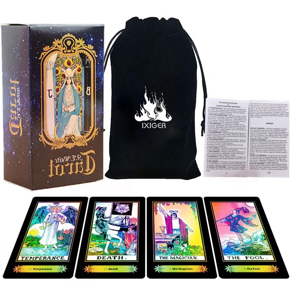 IXIGER Tarot Cards,tarot cards with guide book,tarot deck,78 classic tarot deck,tarot card deck with guide book and gift bag,Fortune-telling game for beginners and experts.