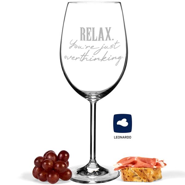 JUNIWORDS Relax. You're Just Overthinking Red Wine Glass Engraved