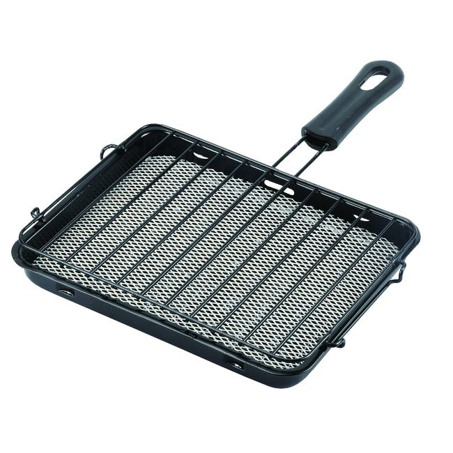 Pearl Metal HB-6033 Hot Grill for Gas Stoves, Straight with Ceramic, Black