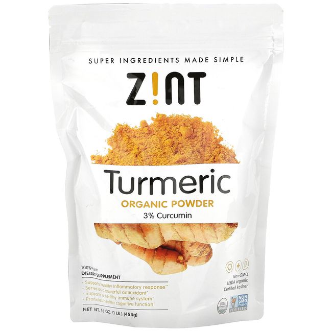 Zint Organic Turmeric Powder 16 oz 454 g Gluten-Free, Kosher, Non-GMO, Organic