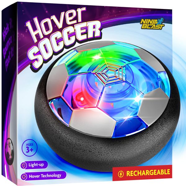 Ninja Blast Hover Soccer Ball for Kids - Boy Birthday Gifts - Indoor Toy Games Gift for Boys Age 6, 7, 8, 9, 10, 11, 12 Year Old - Light-Up Toys Game for Kid - 6-8, 8-12 - Gifts for 8 Year Old Boy