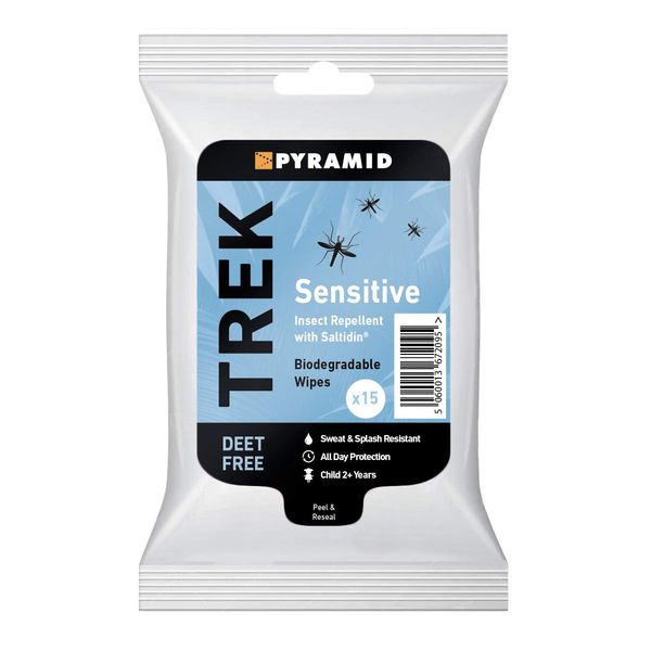Pyramid Trek Sensitive DEET Free Mosquito/Insect Repellent Wipes