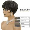 BOBCOO Pixie Wig for Women - Black Mixed with Grey - Synthetic - Straight - Pixie Cut - 22 inches