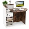 Front Reception Counter Desk Checkout Office Desk w/Open Shelf & Lockable Drawer