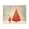 20x16 Minimalist Red Christmas Tree Canvas Wall Art