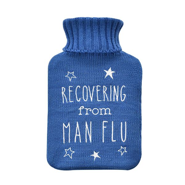 Love Life Hot Water Bottle with Cover - Recovering from Man Flu