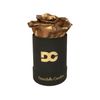 Personalized Single Long Lasting Gold Rose In Black Suede Box