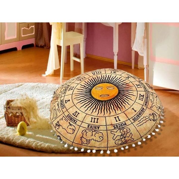 Floor Seating Cushion Covers Only Astrology Indian Zodiac Large Shams Star Throw