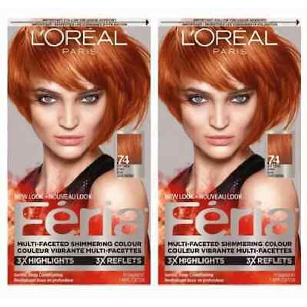 2 x L’oreal Paris Feria Deep Copper Blonde 74 3x Highlights Hair Color