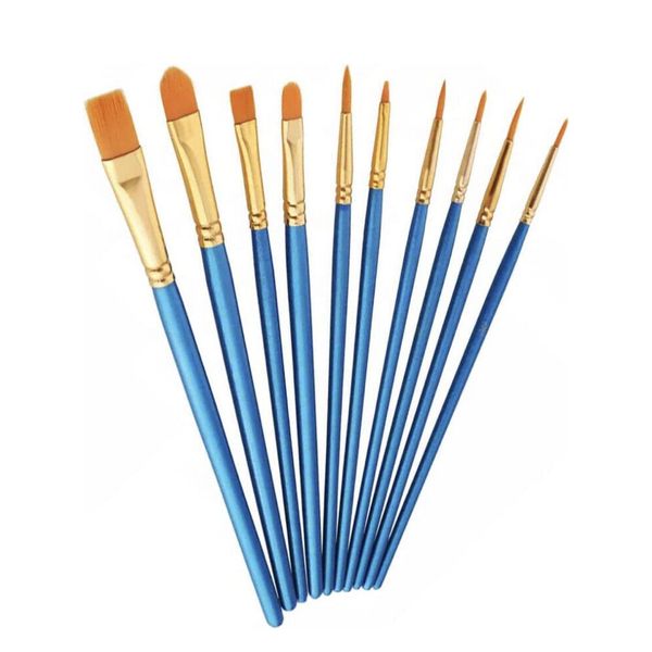 Paint Brushes Set, 10pcs Paintbrushes Flat/Shader Tip for Watercolor, Oil,