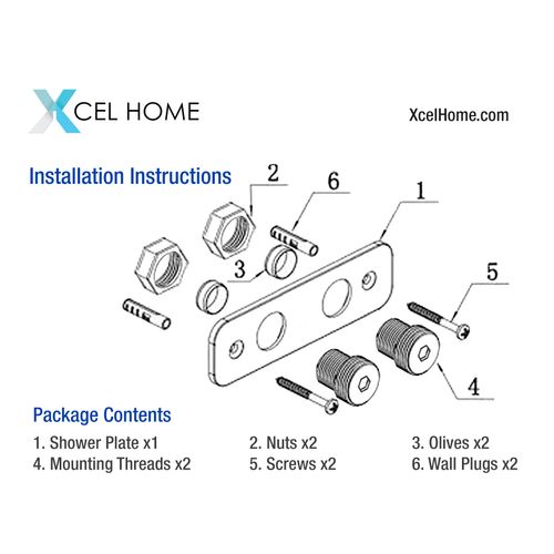 Xcel Home™ Chrome Douche Fixing Bracket Back Plate | Standard Universal Fittings Included | Bidet Shataff Thermostatic Shower Bathroom Toilet Mixer Bar Valve Wall Mounted Kit