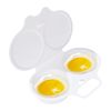 Microwave Egg Cooker, 2 Cavity Poacher with Lid, White