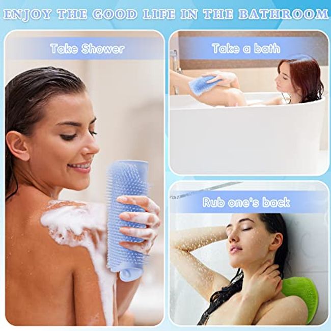 Shower Foot Scrubber Mat Back Washer Exfoliating Bath Wash Pad Wall Mounted  Slip Suction Cups for Use in Cleaner Men and Women