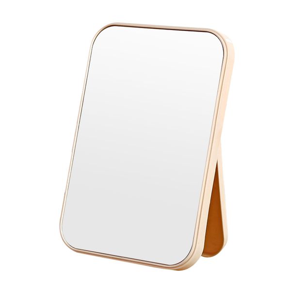 Naapesi Portable Folding Mirror, Super HD Desktop Vanity Mirror Rectangular Makeup Mirror, Compact Foldable Travel Mirror, Hand Free/Handheld/Tabletop Lightweight Cosmetic Mirror, 20 x 13.5cm (Beige)