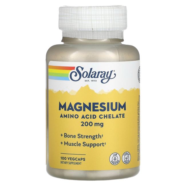 Solaray Magnesium 200mg Veg Capsules 100 Tablets, 1