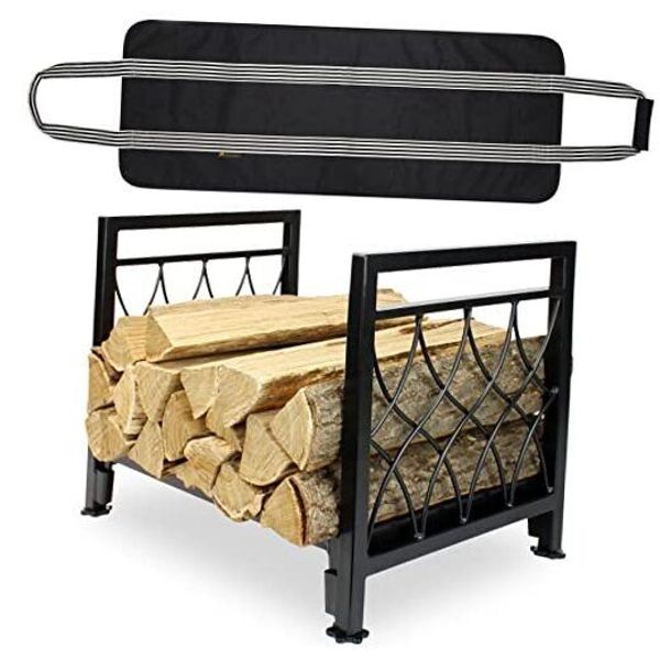 Firewood Rack with Log Bag Fireplace Log Holder Indoor Mesh W/ Firewood Bag