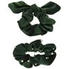 Mud Pie Women's Pearl Velvet Scrunchie Set, Green, One Size