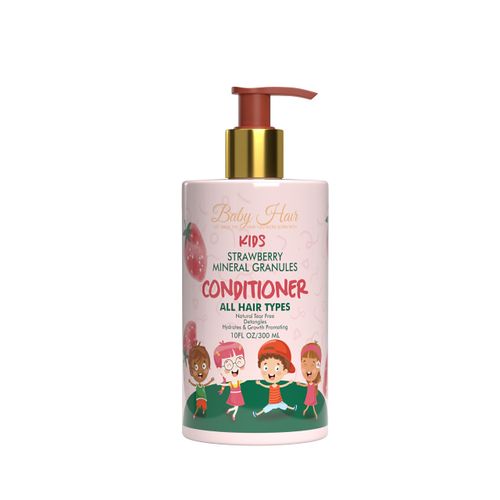 BABY HAIR Kids: Vegan Strawberry & Mineral Granules Conditioner pH- Balanced Sulfate-Free, Tear-Free Formula, Best Kids Conditioner