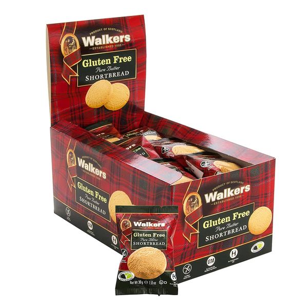 Walker’s Pure Butter Shortbread Rounds, Gluten Free Cookies - Individually Wrapped Cookies (Pack of 24) - Authentic Shortbread Cookies from Scotland